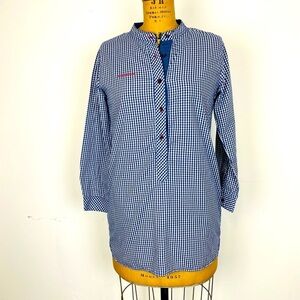 Korakoch Bangkok Blue and White Gingham Shirtdress / Tunic Top, Size Medium